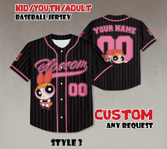 Custom Blossom Baseball Jersey, Powerpuff Girls Fan Gift