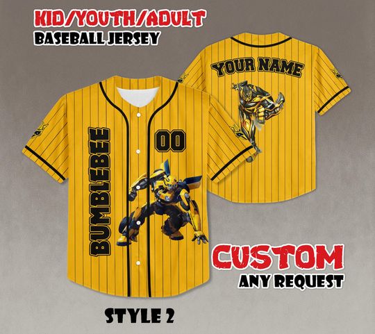 Custom Bumblebee Transformers Baseball Jersey, Personalized Fan Gift