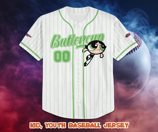 CUSTOM Buttercup Baseball Jersey, The Powerpuff Girls Buttercup Baseball Jersey, Personalized Buttercup Jersey, Buttercup Fan Gifts