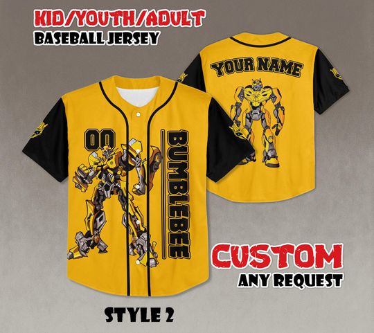 Custom Bumblebee Transformers Baseball Jersey, Fan Gift