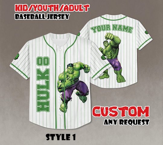 Personalized Marvel Hulk Baseball Jersey, Hulk Baseball Jersey Team, Hulk Gift For Fan