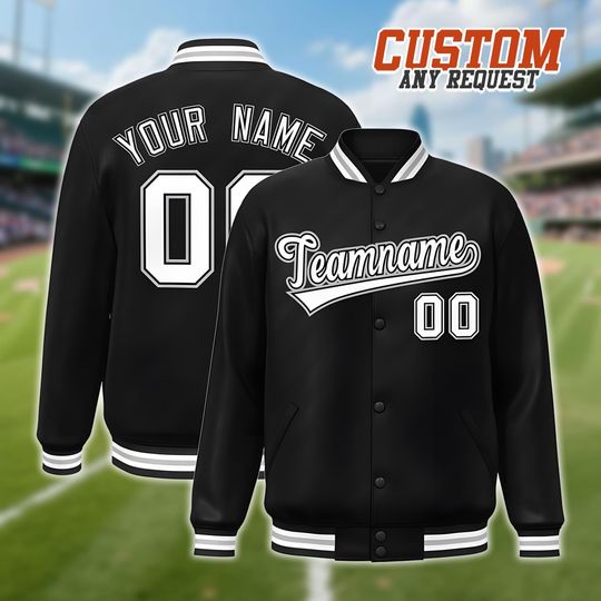 Custom Colorful Varsity Baseball Jacket, Personalized Team Name & Number Letterman Bomber Gift for Him Her.