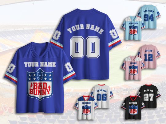 Custom Benito Puerto Rico Football Jerseys,Boricua Benito Bowl LX Halftime 2026 Jersey,V-Neck Top Jerseys Gift for Aldult Youth Toddler