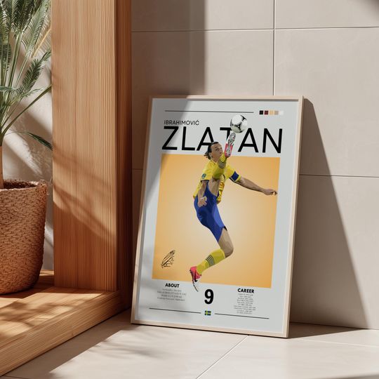 Zlatan Ibrahimovi Retro Soccer Poster: Swedish Legend, AC Milan Fan Art