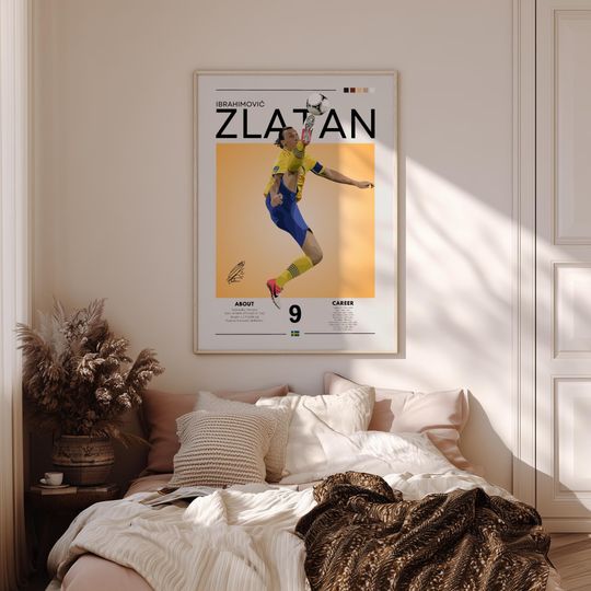 Zlatan Ibrahimovi Retro Soccer Poster: Swedish Legend, AC Milan Fan Art