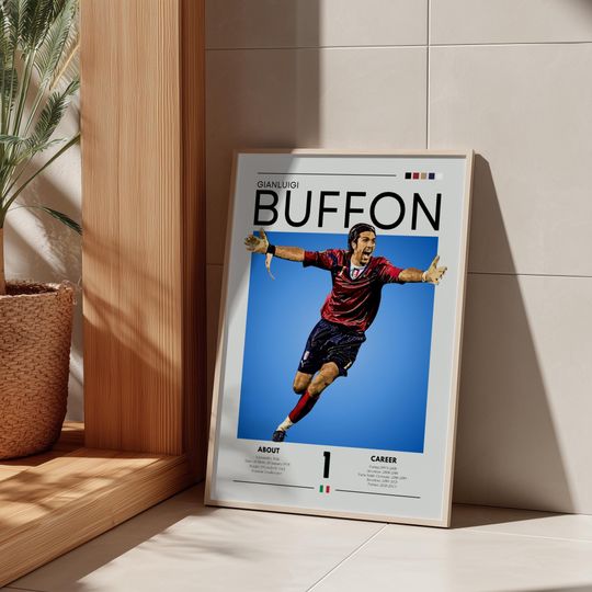 Gianluigi Buffon Poster: Retro Italy Soccer Print - Azzurri Fan Gift