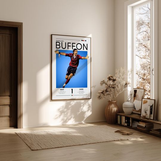 Gianluigi Buffon Poster: Retro Italy Soccer Print - Azzurri Fan Gift