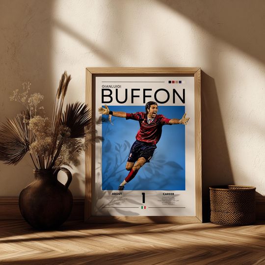 Gianluigi Buffon Poster: Retro Italy Soccer Print - Azzurri Fan Gift