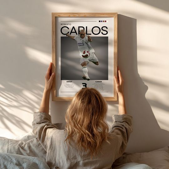 Roberto Carlos - Real Madrid Legend - Retro Football Art Print