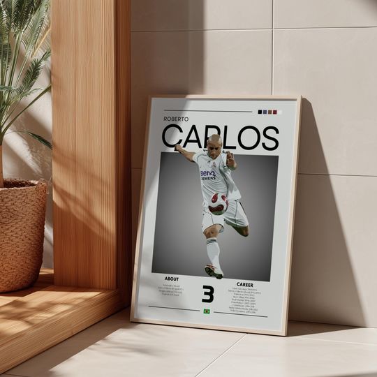 Roberto Carlos - Real Madrid Legend - Retro Football Art Print