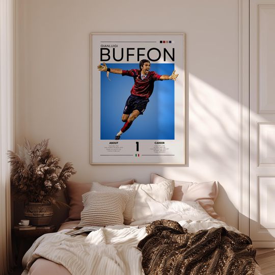 Gianluigi Buffon Poster: Retro Italy Soccer Print - Azzurri Fan Gift