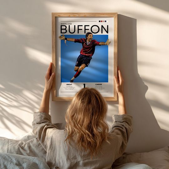 Gianluigi Buffon Poster: Retro Italy Soccer Print - Azzurri Fan Gift