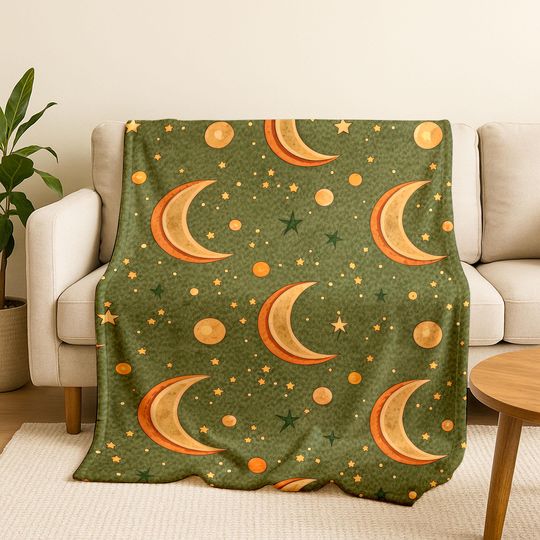 Halloween Bokeh Blanket: Spooky Pumpkins, Bats, Spiderweb Throw H0007