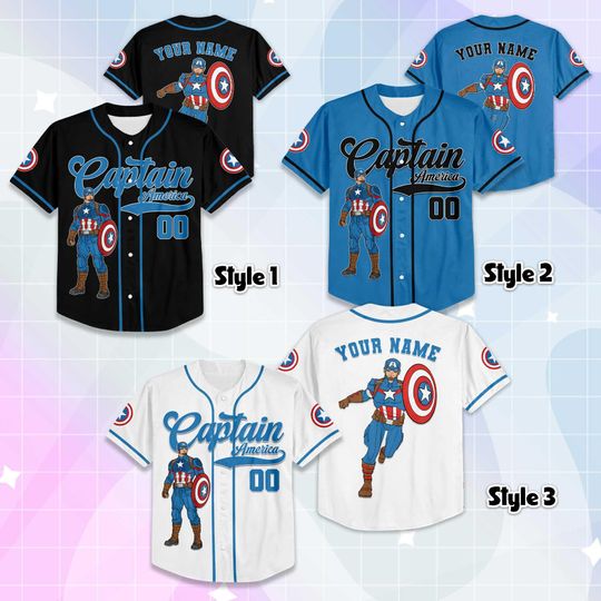 Personalized Captain America Baseball Jersey, Custom Captain America Baseball Shirt