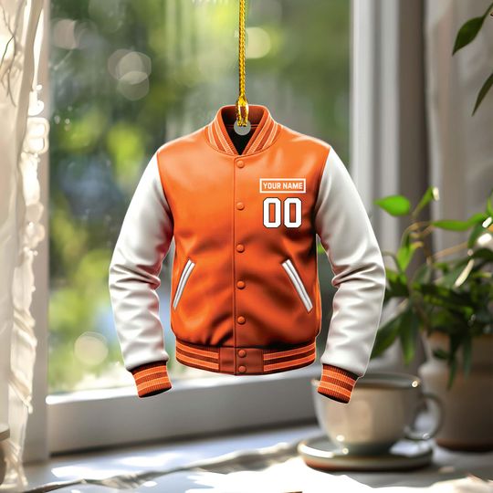 Denver football Varsity Jacket Ornament  Personalized Name & Number  Custom Football Christmas Ornament  Fan Gift 2025  Acrylic Ornament