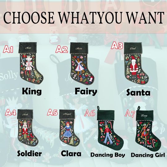 Personalized Nutcracker Christmas Stocking,Stocking With Name,Santa Stockings,Family Stockings,Holiday Christmas Decor