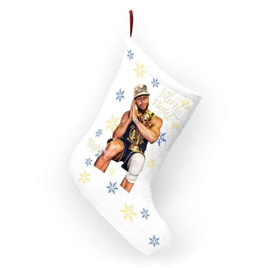 Silent Night Basketball Player Christmas Stocking | Snowflake Holiday Stocking