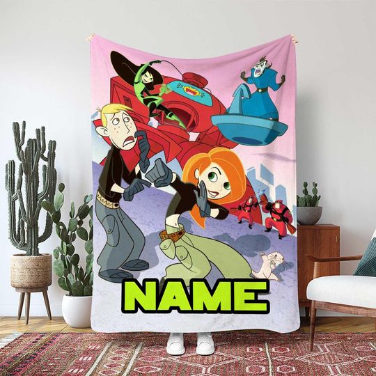Disney Kim Possible Blanket, Shego Dr Drakken Sidekick Decor, Kim Possible Cartoon Fleece Blanket, Magic Cast Birthday Blanket Gift