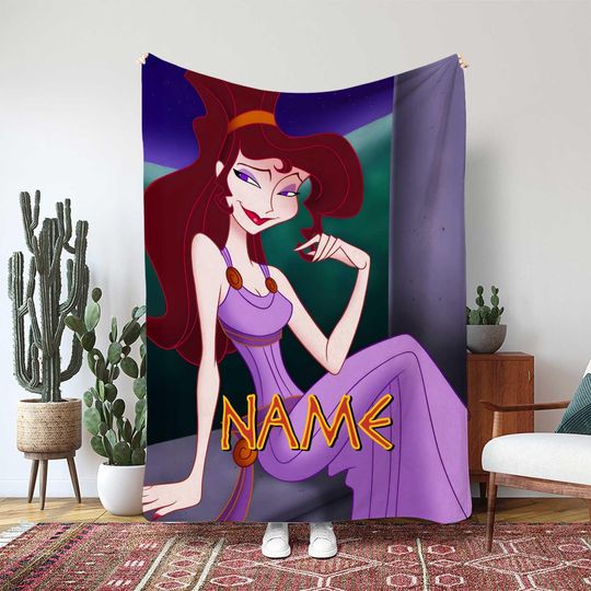 Disney Megara Princess Blanket, Meg Hercules Movie Gift, Princess Of Thebes And Hades Blanket, Custom Name Princess Blanket For Kids