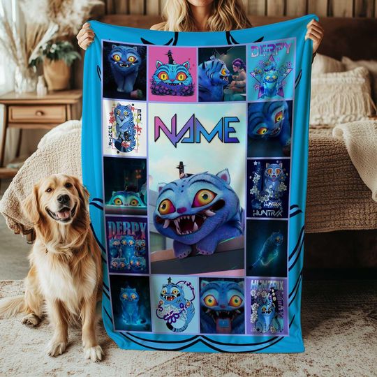 Blue Derpy Tiger Blanket, KPop Funny Animal Character Gift