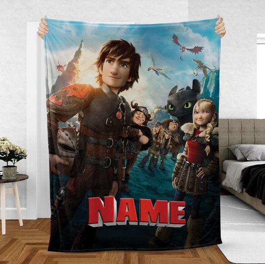 Hero Fantasy Dragon Blanket, Black Flying Beast Gift Blanket, Mythical Creature Kids Blanket, Fantasy Movie Kids Decor