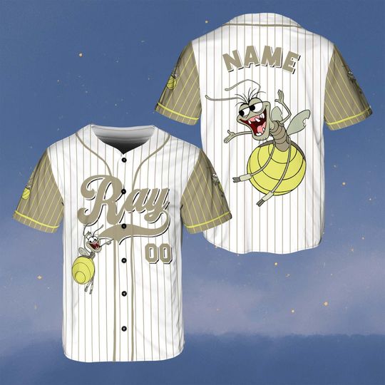 Custom Ray Baseball Jersey, Disney Princess And The Frog Firefly Shirt, Tiana Prince Naveen Dr Facilier Louis Jersey, Ray Firefly Team Shirt