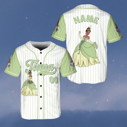 Custom Tiana Princess Baseball Jersey, Disney Princess And The Frog Shirt, Prince Naveen Dr Facilier Ray Jersey, Tiana Kids Birthday Shirt