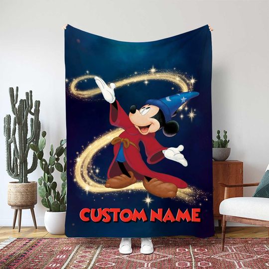 Disney Mickey And Friends Blanket, Fantasia Sorcerer Mickey Gift, Magical Power Z Blanket, Kids Birthday Party Gift Blanket
