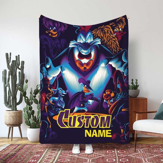 Disney Darkwing Duck Blanket, Masked Crime Fighter Flying Decor, Darkwing Duck DuckTales Blanket, Magic Cast Birthday Blanket Gift