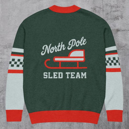 St. Nick Letterman Cardigan  North Pole Sled Team