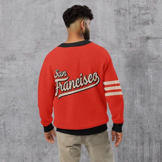 San Francisco Red and Black Letterman Cardigan