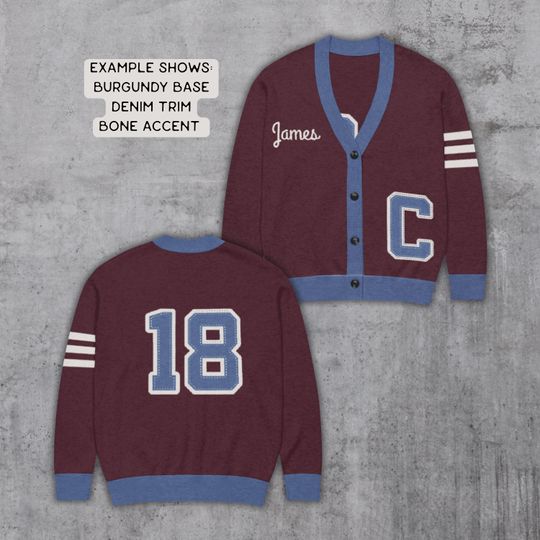 Customizable Letterman Style Cardigan: Vintage Varsity Jacquard