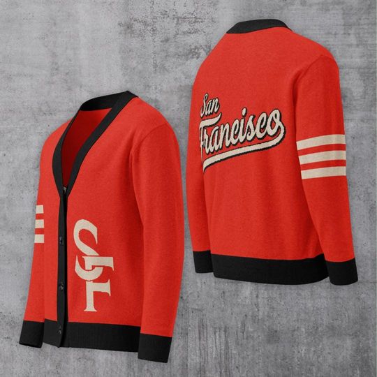 San Francisco Red and Black Letterman Cardigan