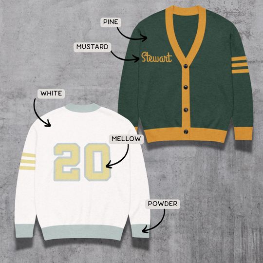 Customizable Letterman Style Cardigan: Vintage Varsity Jacquard