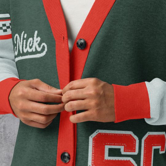 St. Nick Letterman Cardigan  North Pole Sled Team
