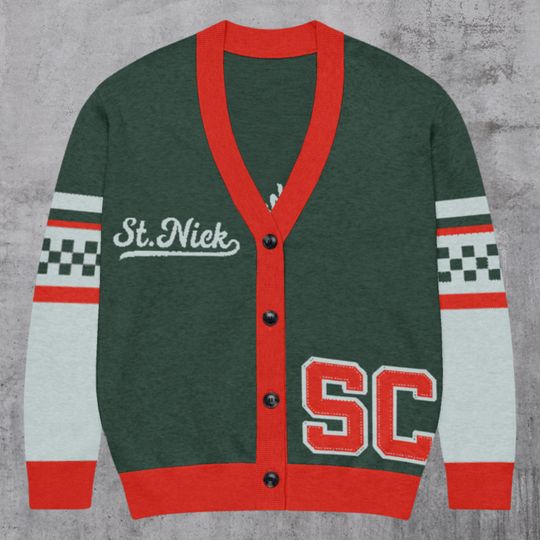 St. Nick Letterman Cardigan  North Pole Sled Team