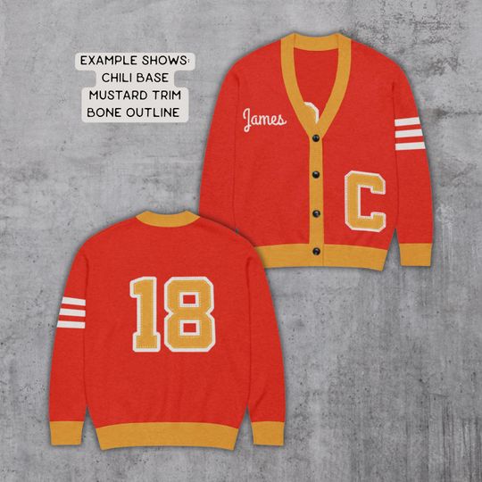 Customizable Letterman Style Cardigan: Vintage Varsity Jacquard