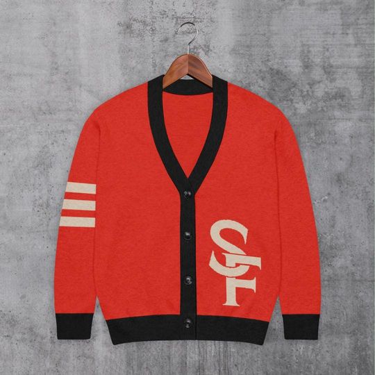 San Francisco Red and Black Letterman Cardigan