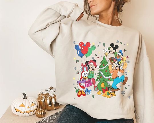 Vintage Disney Christmas Sweatshirt, Mickey And Friends Christmas Sweatshirt