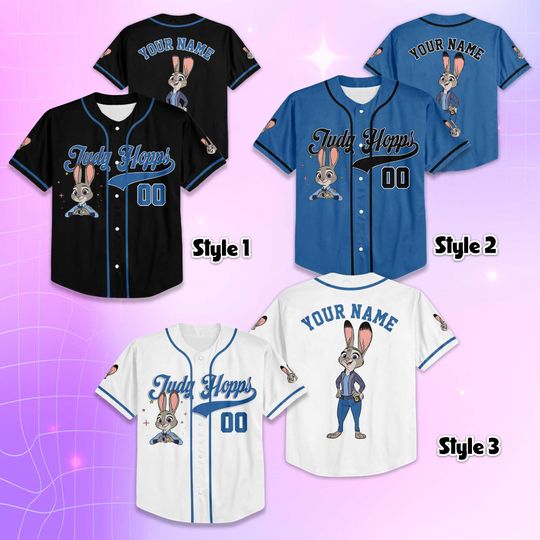 Personalized Judy Hopps Baseball Jersey, Custom Zootopia 2 Baseball Shirt