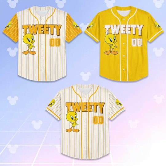 Custom Tweety Bird Baseball Jersey, Looney Tunes Team Outfit