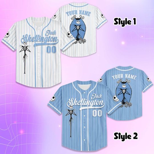 Custom Jack Skellington Baseball Jersey, Custom Disney The Nightmare Before Christmas Shirt, Disneyland Baseball Team Outfit, Gift for Fans