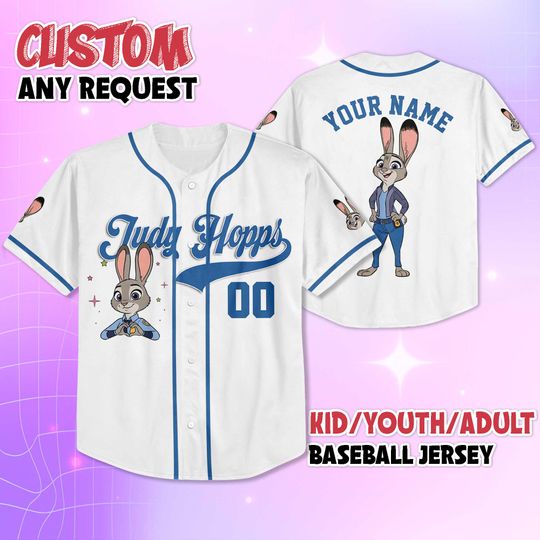 Personalized Judy Hopps Baseball Jersey, Custom Zootopia 2 Baseball Shirt