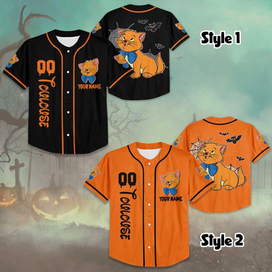 Personalized Toulouse Halloween Baseball Jersey, Custom Disney The Aristocats Toulouse Shirt, Disneyland Team Outfit, Gift for Fans