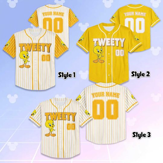 Custom Tweety Bird Baseball Jersey, Looney Tunes Team Outfit