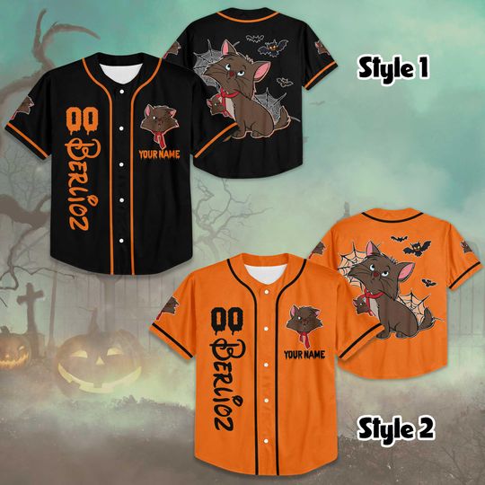 Custom Berlioz Aristocats Halloween Baseball Jersey, Disney The Aristocats Shirt, Disneyland Baseball Team Outfit, Disney Birthday Gift