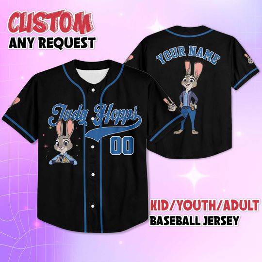 Personalized Judy Hopps Baseball Jersey, Custom Zootopia 2 Baseball Shirt