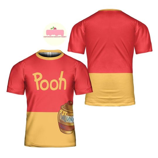 Winnie The Pooh Characters Costume Shirt, Pooh Tigger Piglet Eeyore Cosplay Costume Shirt, Pooh Halloween All Over Print Tee, Disney Cosplay