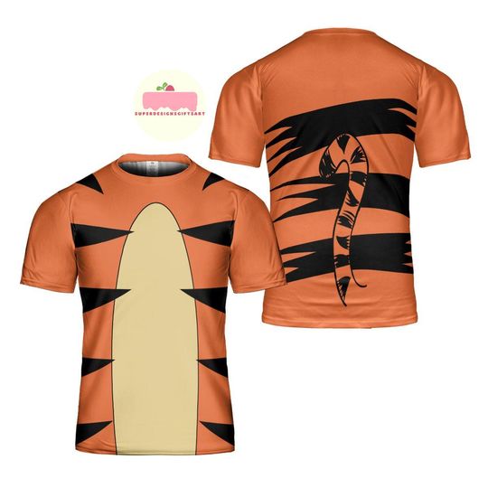 Winnie The Pooh Characters Costume Shirt, Pooh Tigger Piglet Eeyore Cosplay Costume Shirt, Pooh Halloween All Over Print Tee, Disney Cosplay