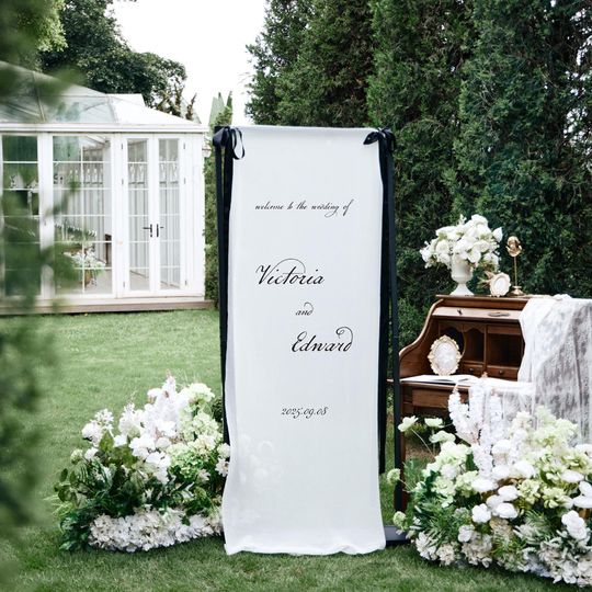 Sheer Seating Chart, Custom Fabric Seating Plan, Elegant Garden Banner, Ceremony Reception Signage